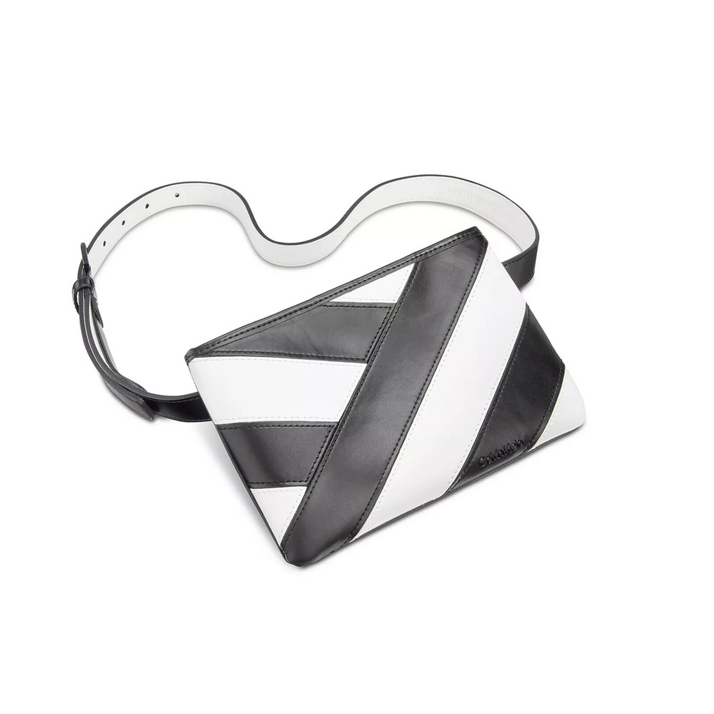 Calvin Klein Womens Pieced Belt fanny Bag Black White Small B000243